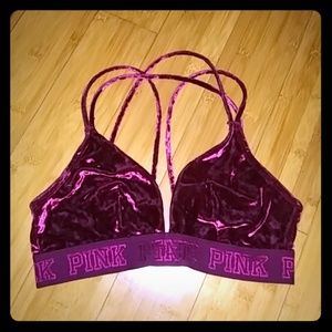 PINK velvet blood red bralette